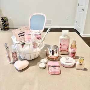 Pink Luxury Self Care Gift Set 18+ Pcs Bundle Bath Body Works, Dove, Spa Kit